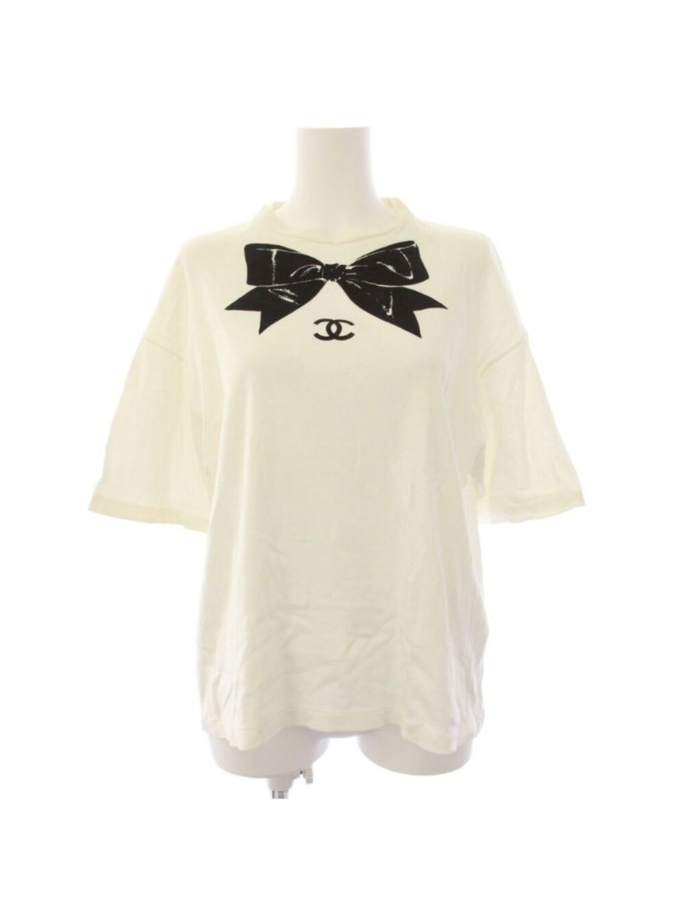 Chanel Ribbon CC Logo T-Shirt Short Sleeve L White